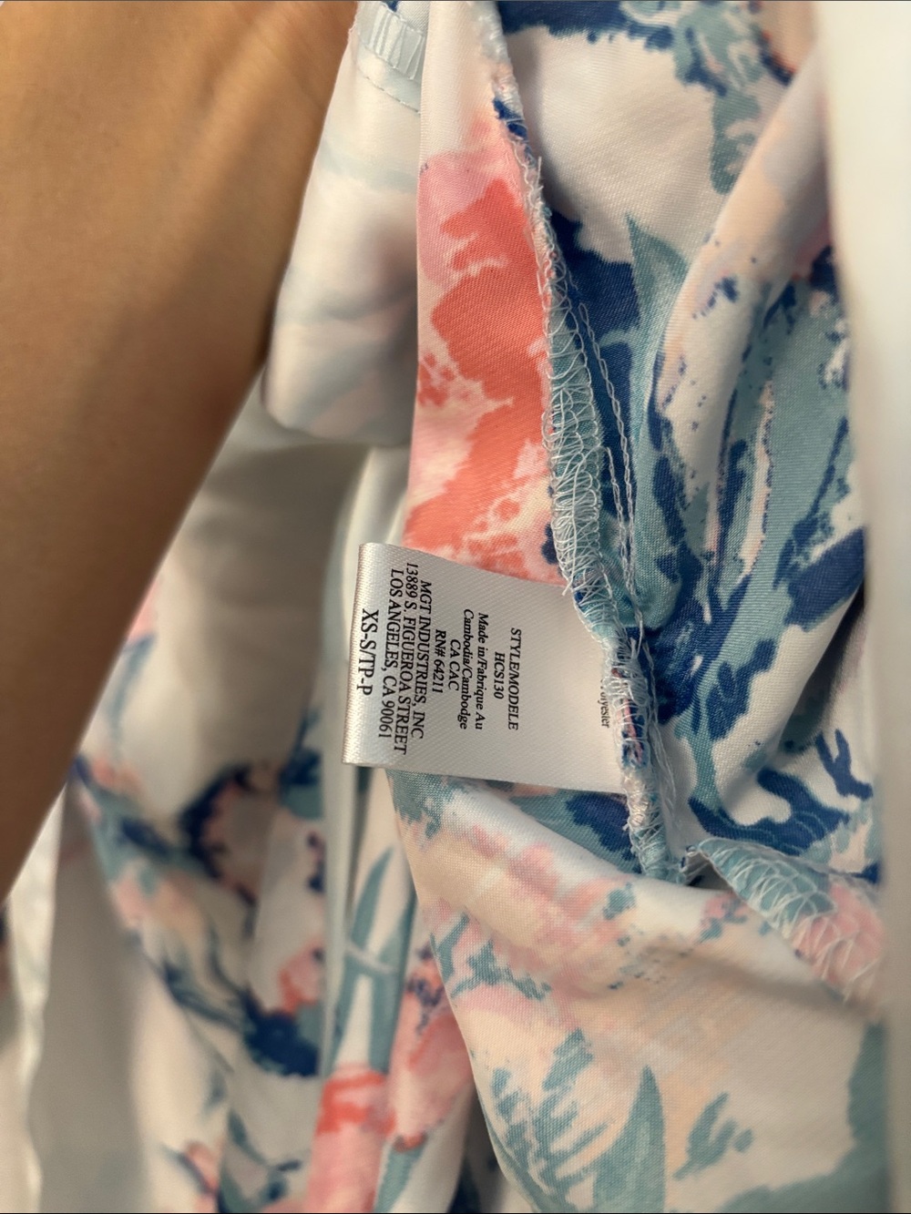 In Bloom by Jonquil Jade Floral Satin Kimono Robe in Pastel Pink & Teal, XS-S - Picture 6 of 7